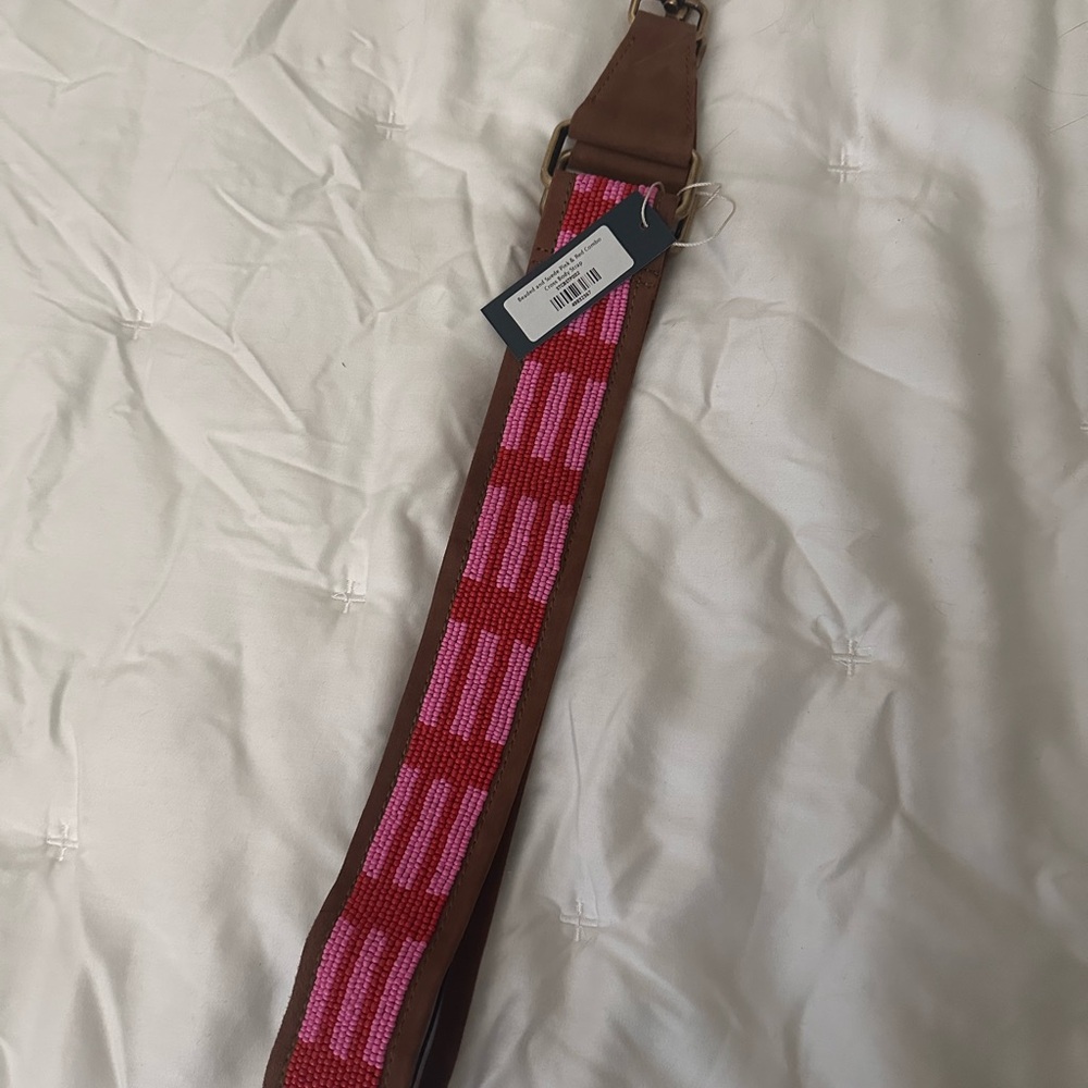Parker Thatch Red and Pink beaded cross body  Strap